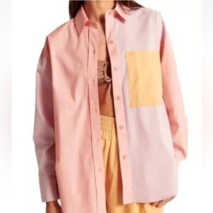 Abercrombie and Fitch color block oversized button down